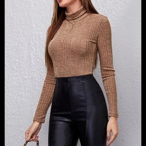 🔥MOVING SALE🔥 Rib Knit Turtleneck Bodysuit